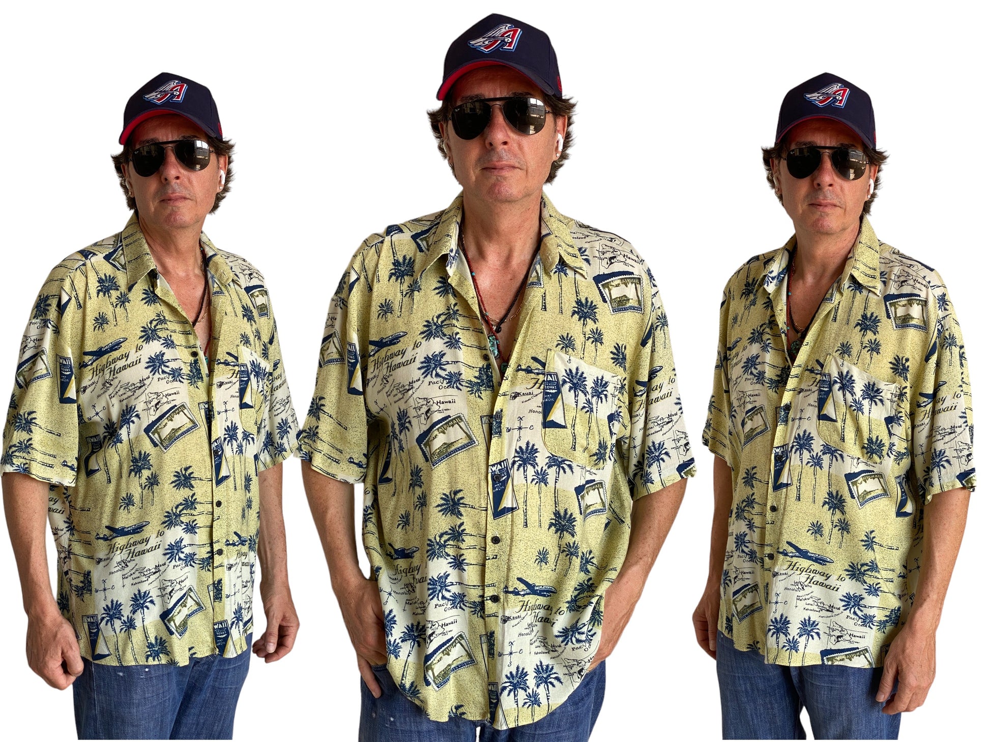 Size Large. Vintage 90s Rayon Hawaiian shirt - USA Vintage Bcn