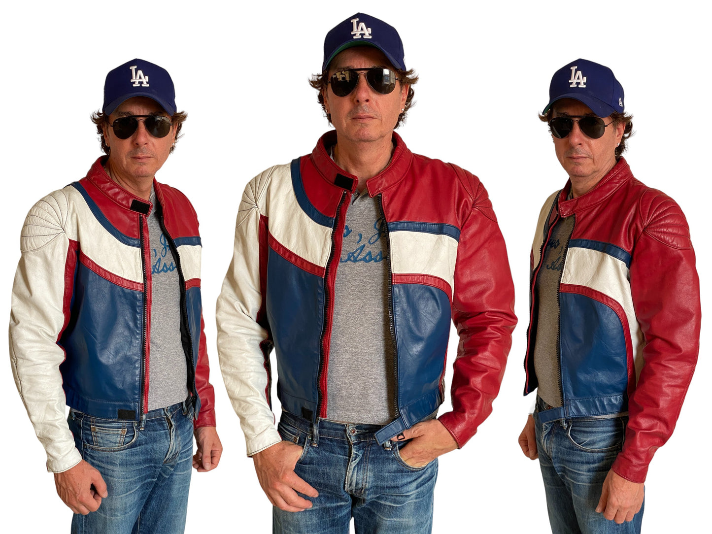 Vintage Angora motorcycle leather jacket made in Canada with classic biker style, size 42US 52EU