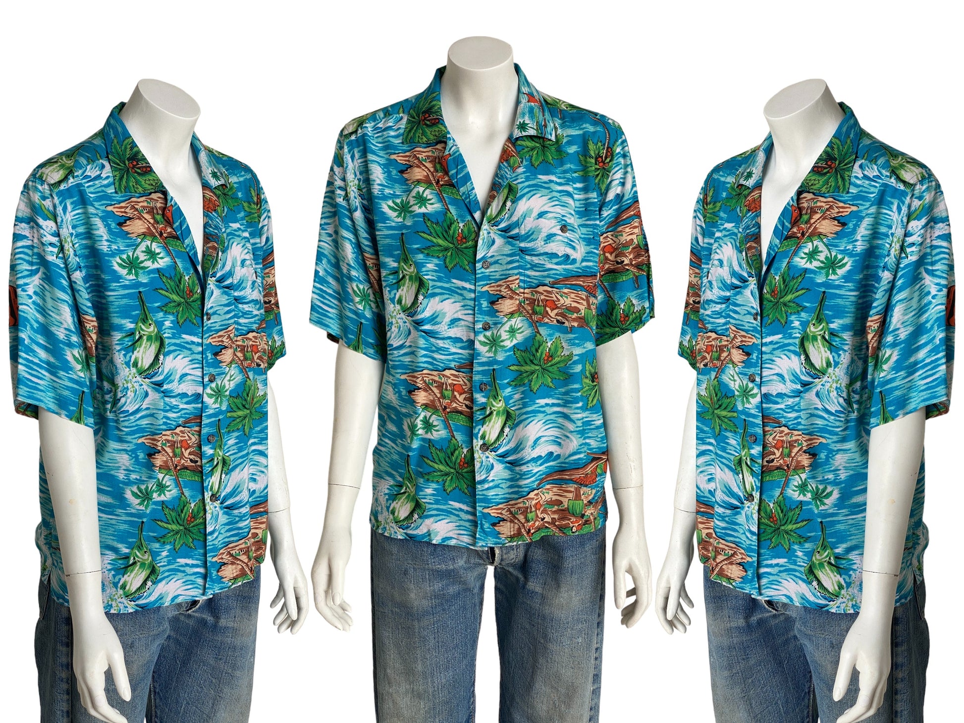 Size XL Youth. Vintage 90s Hawaiian shirt - USA Vintage Bcn