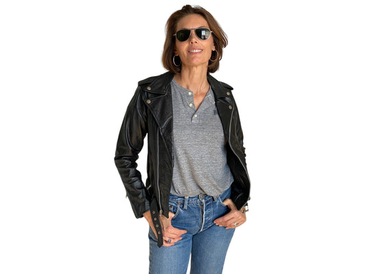 Size XS. women motorcycle jacket / soft leather - USA Vintage Bcn