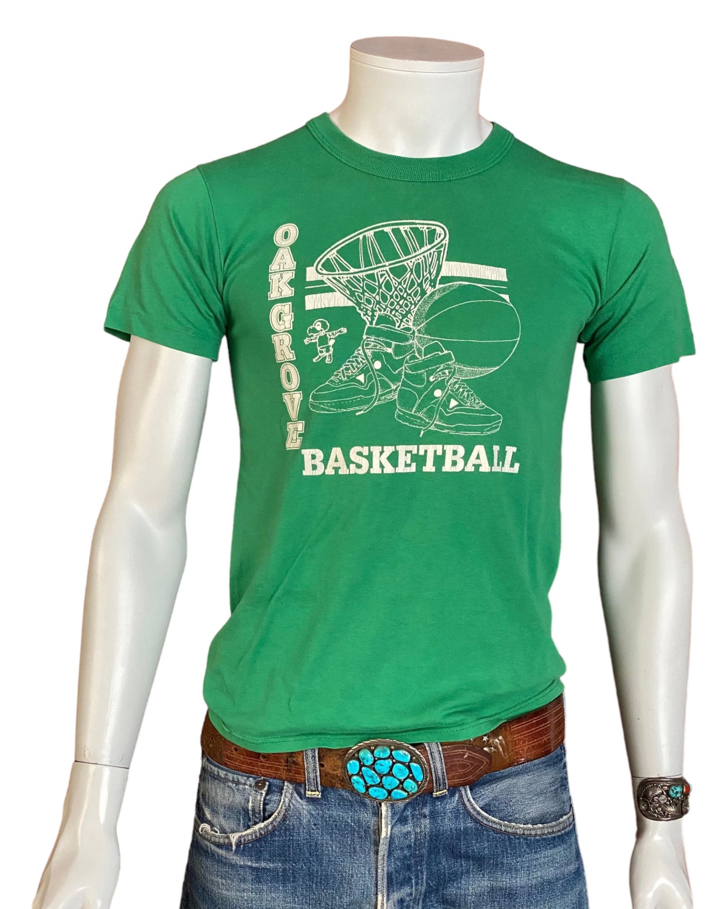 Vintage 80s Basketball T-shirt 50/50 Made in USA by Russell - Size S