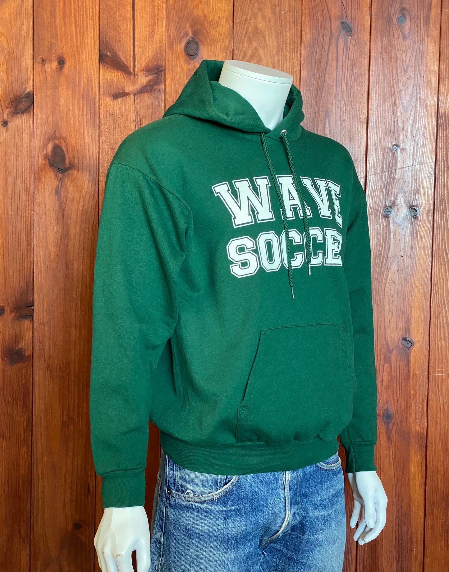 Wave soccer vintage 90s hooded sweatshirt made by Hanes size: M