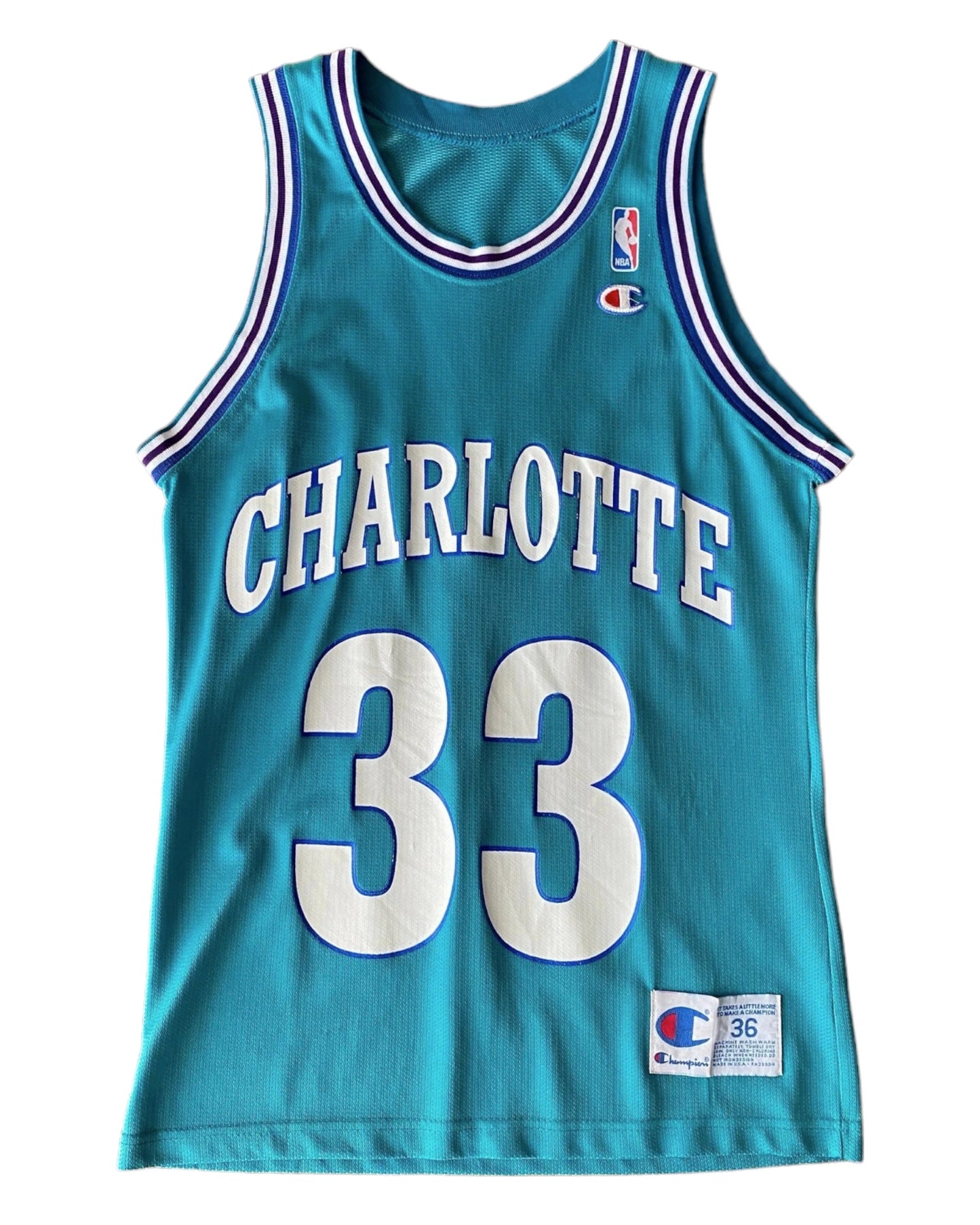 Vintage 90s NBA Champion Mourning #33 Jersey Charlotte Hornets - Size 36, Made in USA