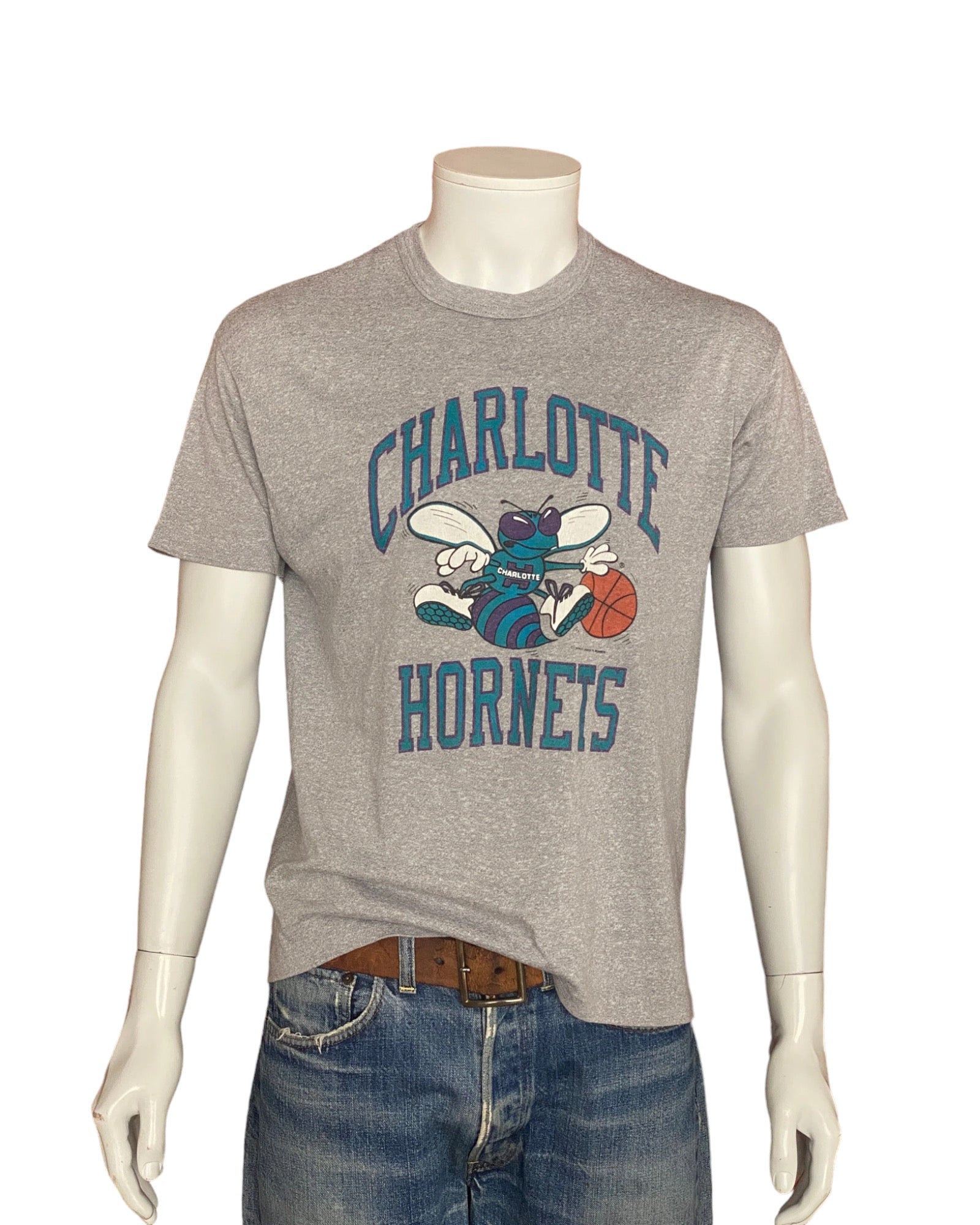 Size Large Vintage 80s Charlotte Hornets Basketball T-shirt | Made in USA 50/50 Blend