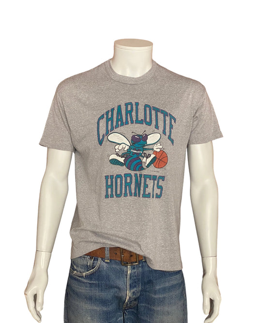 Size Large Vintage 80s Charlotte Hornets Basketball T-shirt | Made in USA 50/50 Blend