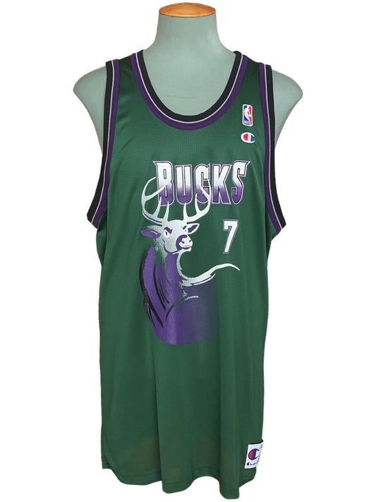 Vintage Bucks NBA #7 Brandon Champion Jersey - Size 52 | Classic Basketball Memorabilia