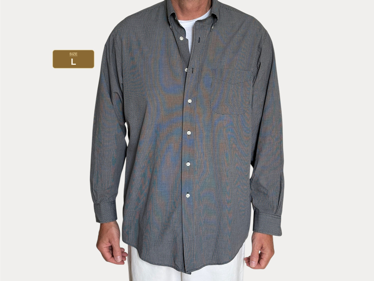 Vintage Brooks Brothers Mini Check Shirt — All Cotton — Size 16-4 Large