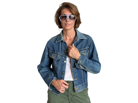 Size 34-36US / 44-46EU . Vintage 80s Lee Denim Jacket – 2 Pockets – Made in USA - USA Vintage Bcn