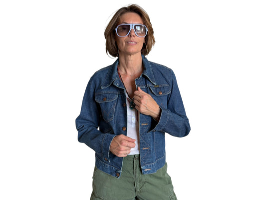 Size 36US / 46EU. Authentic 70s Wrangler denim jacket -4 pockets- Made in the USA - USA Vintage Bcn