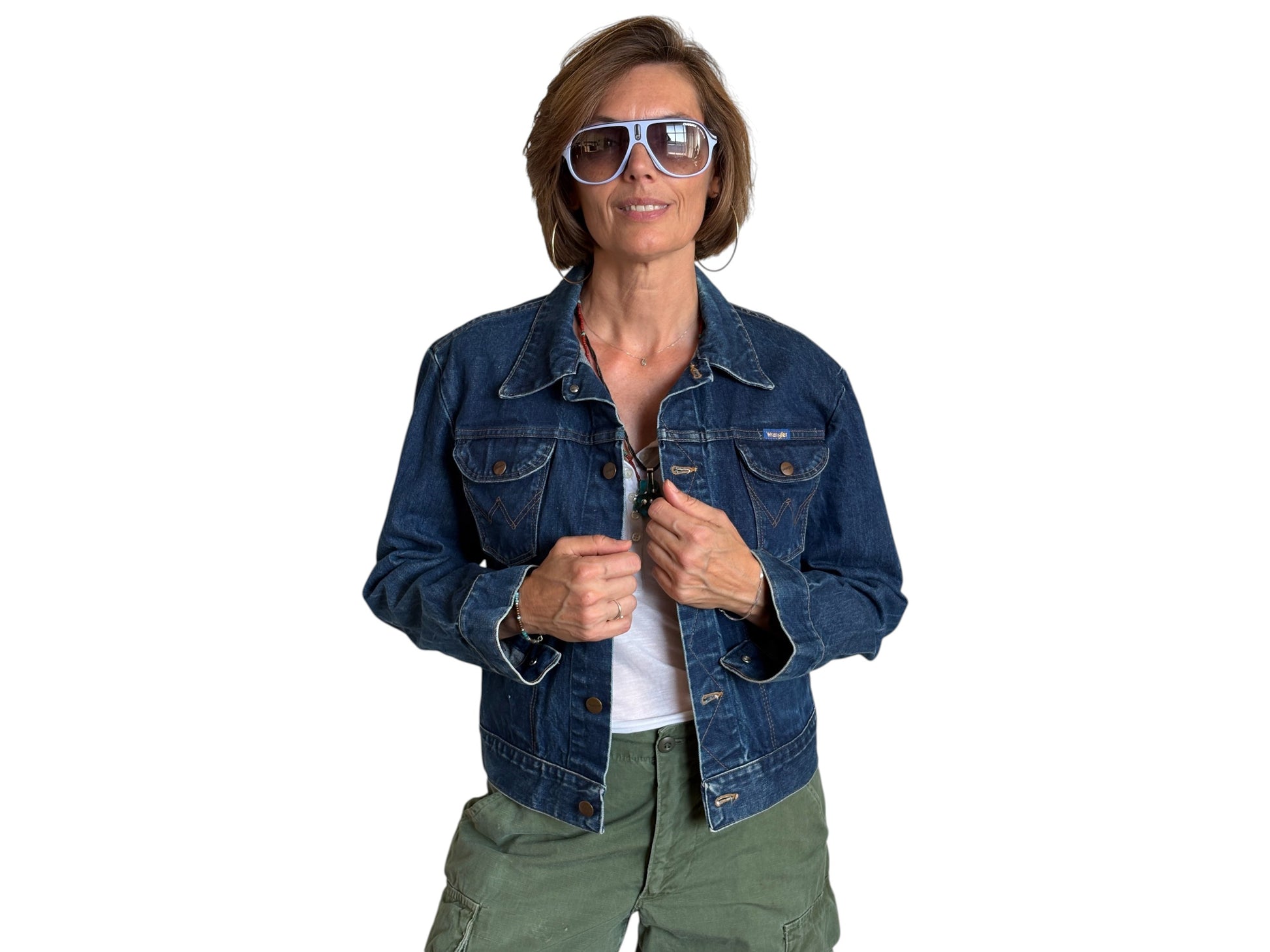 Size 38US . Vintage 90s Wrangler Denim Jacket – 4 Pockets – Made in Malta - USA Vintage Bcn