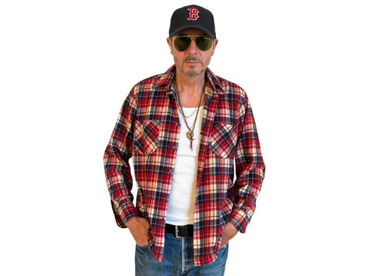Size Med. Vintage 80s Flannel Plaid Shirt – Retro Grunge Workwear - USA Vintage Bcn