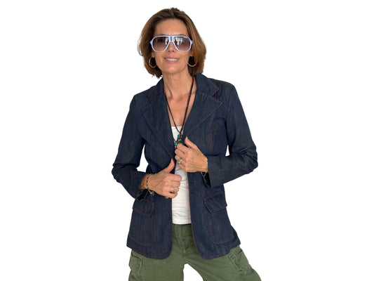 Size 36US .Vintage 1970s Patty Woodard Denim Blazer — Made in California