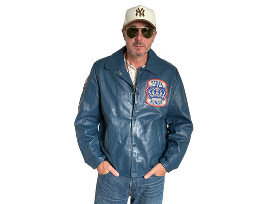 Size 44US / 54EU .Vintage Leather Hockey Jacket Men’s – Soft Canadian Leather – Made in Canada