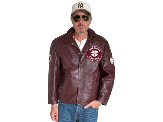 Size 44US / 54EU  Vintage Varsity Leather Jacket – Canadian Made – College Style