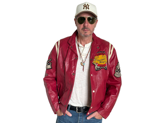 Size Large.  Vintage 1984 Leather Hockey Jacket  – Canadian Leather – Made in Canada