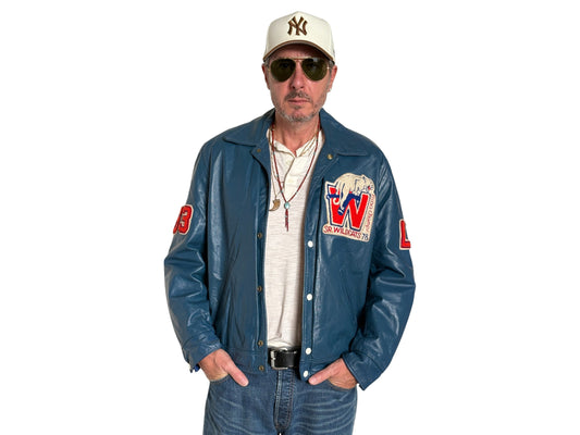 Size 42US / 52EU Vintage 1978 SR Wildcats Leather Varsity Jacket — Canadian High School Football  — SSIAA Champions — Made in Canada