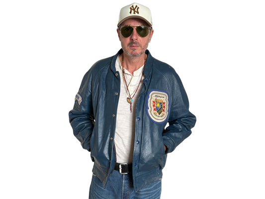 Size 42US / 52EU Vintage 1980s Algonquin College Leather Varsity Jacket — Business Department Bomber — Canadian University Jacket