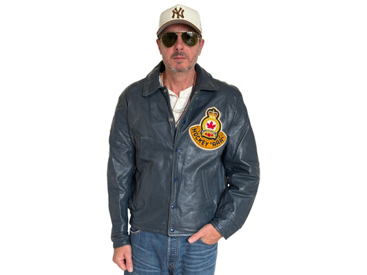 Size 42US / 52EU  Vintage Leather Hockey Jacket – Soft Canadian Leather – Made in Canada