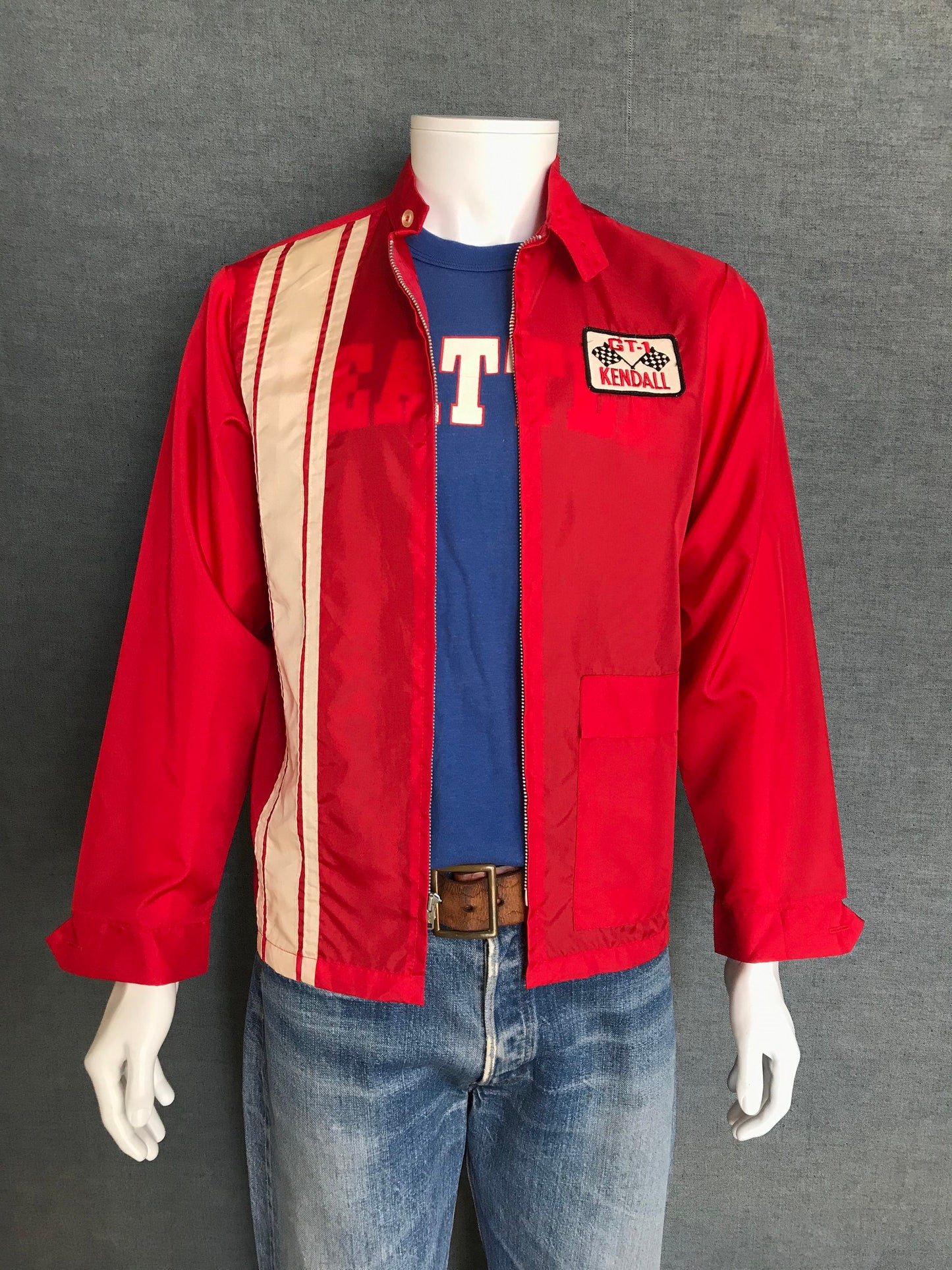 Size S. Made In USA Vintage 70s Gt-1 Kendall nylon racing jacket