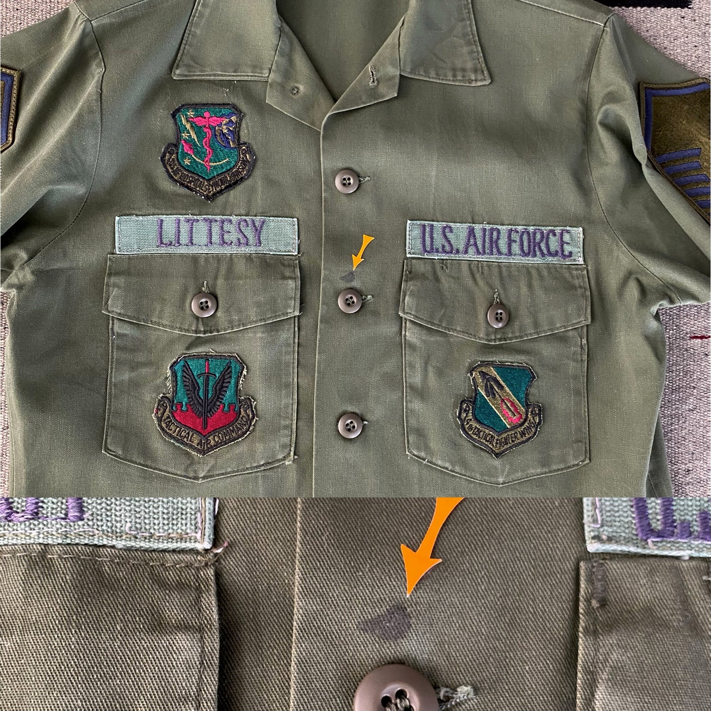 Size M Authentic 80s US Air Force Vintage Fatigue/Utility Shirt OG-507
