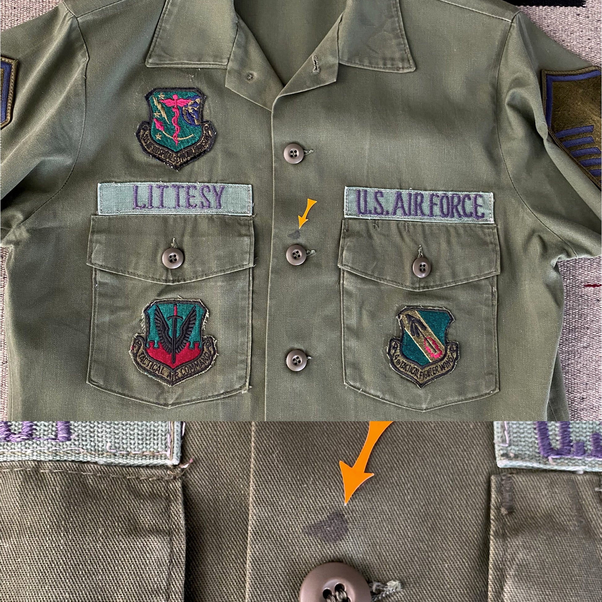 Size M Authentic 80s US Air Force Vintage Fatigue/Utility Shirt OG-507