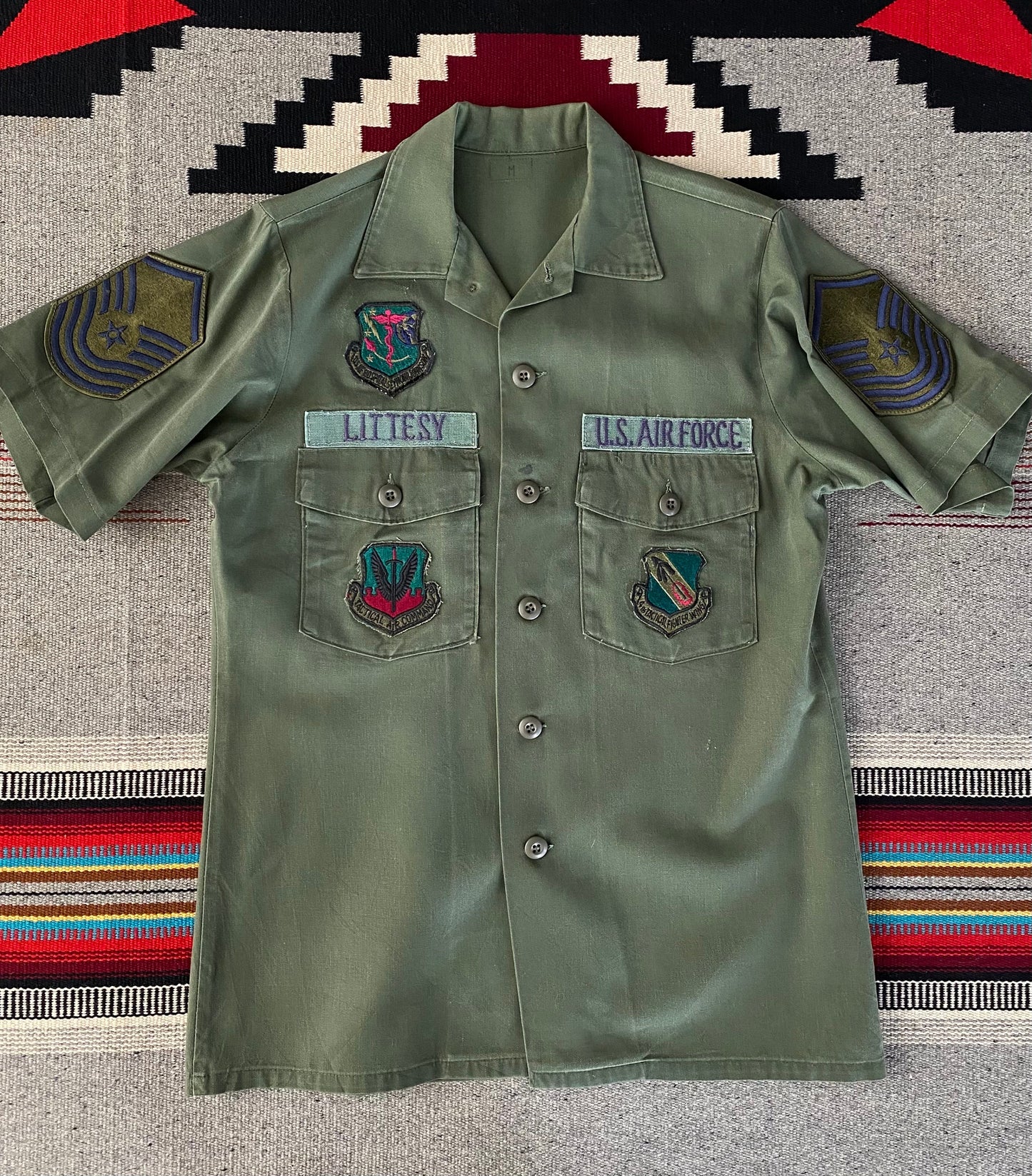 Size M Authentic 80s US Air Force Vintage Fatigue/Utility Shirt OG-507