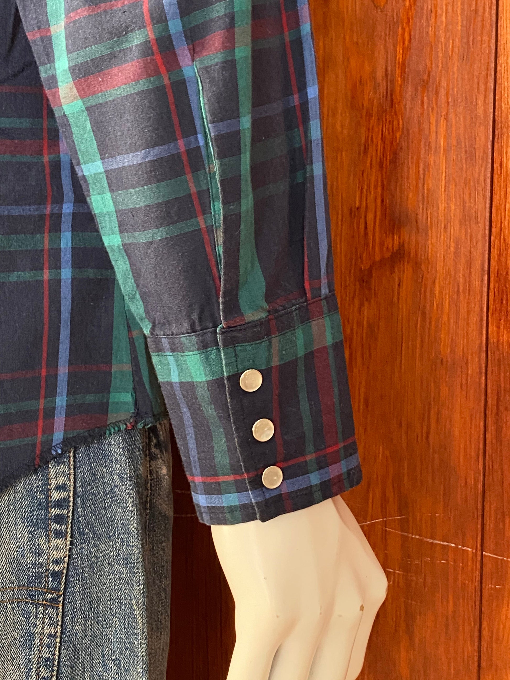 Size L Vintage 80s Plaid Western Shirt by Lee | Authentic Retro Style