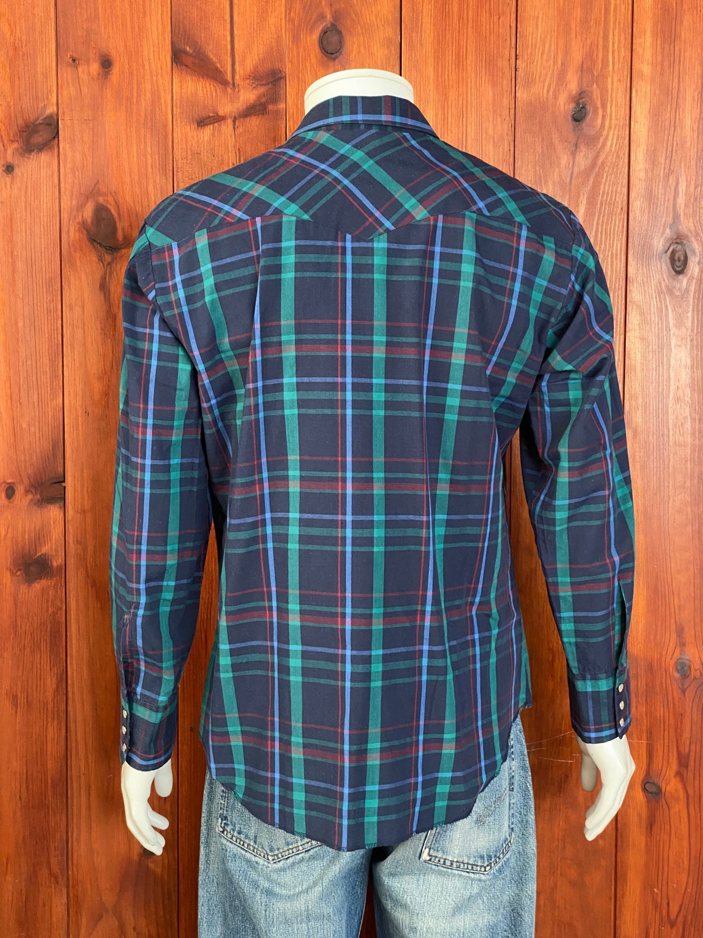 Size L Vintage 80s Plaid Western Shirt by Lee | Authentic Retro Style