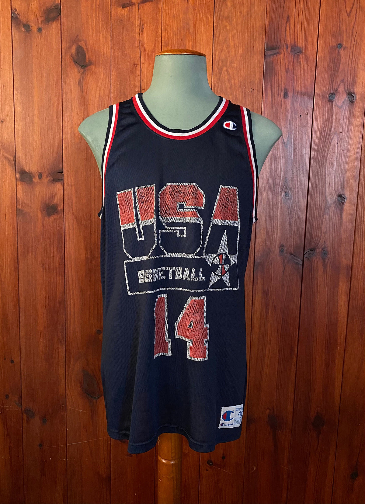Vintage Distressed 90s USA Team Champion NBA Jersey - Size 48, Player Mourning #14-AJ357 Studio