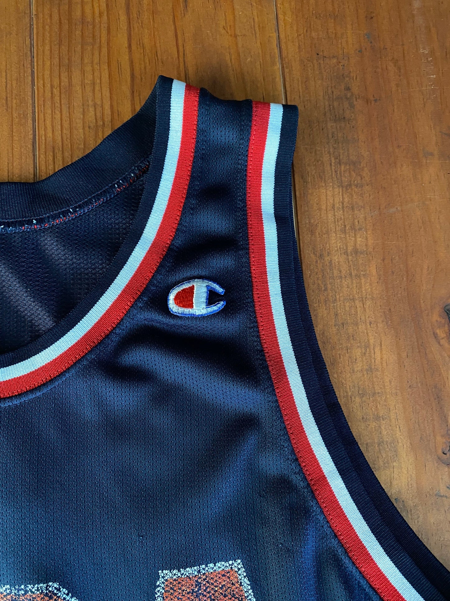 Vintage distressed 90s USA Team Champion NBA jersey with player Mourning #14, size 48 - front view.