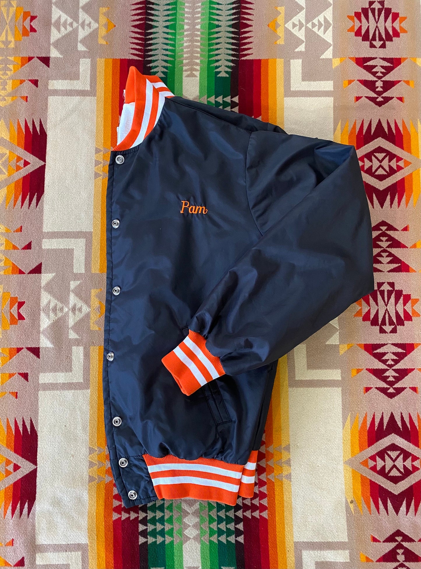 Size S. Made In USA Vintage Nylon Baseball jacket