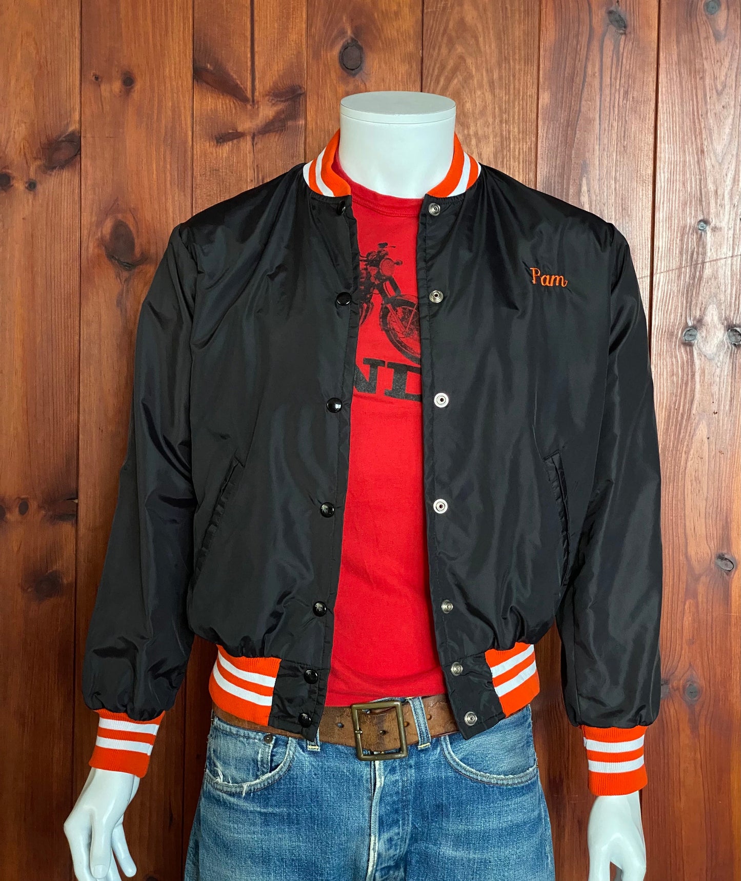 Size S. Made In USA Vintage Nylon Baseball jacket