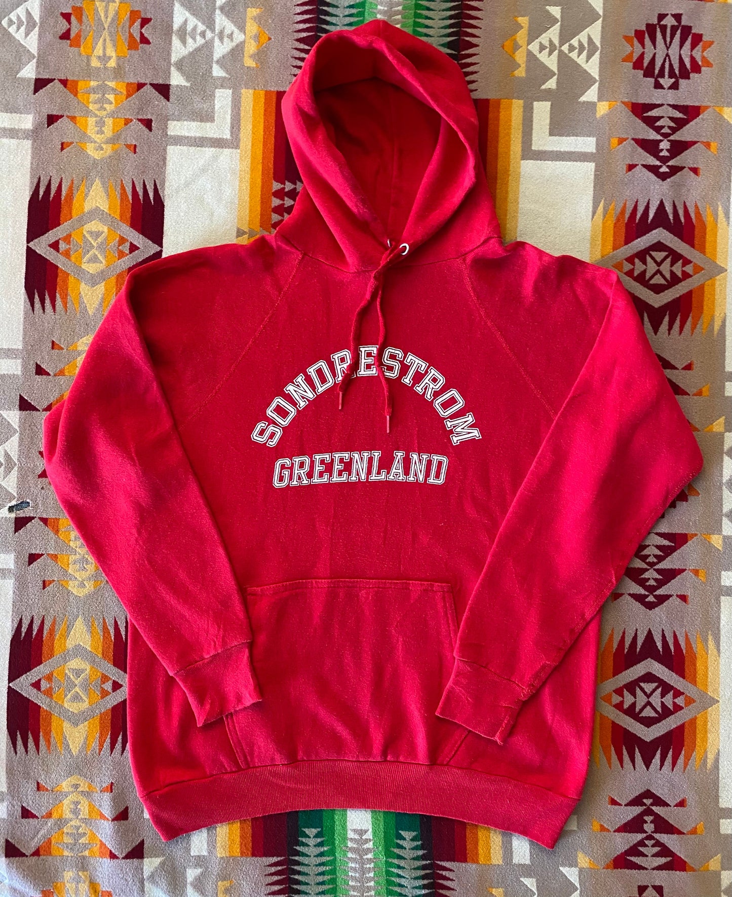 Size L. Made In USA Vintage 80s hooded sweatshirt Made by Artex. 50/50