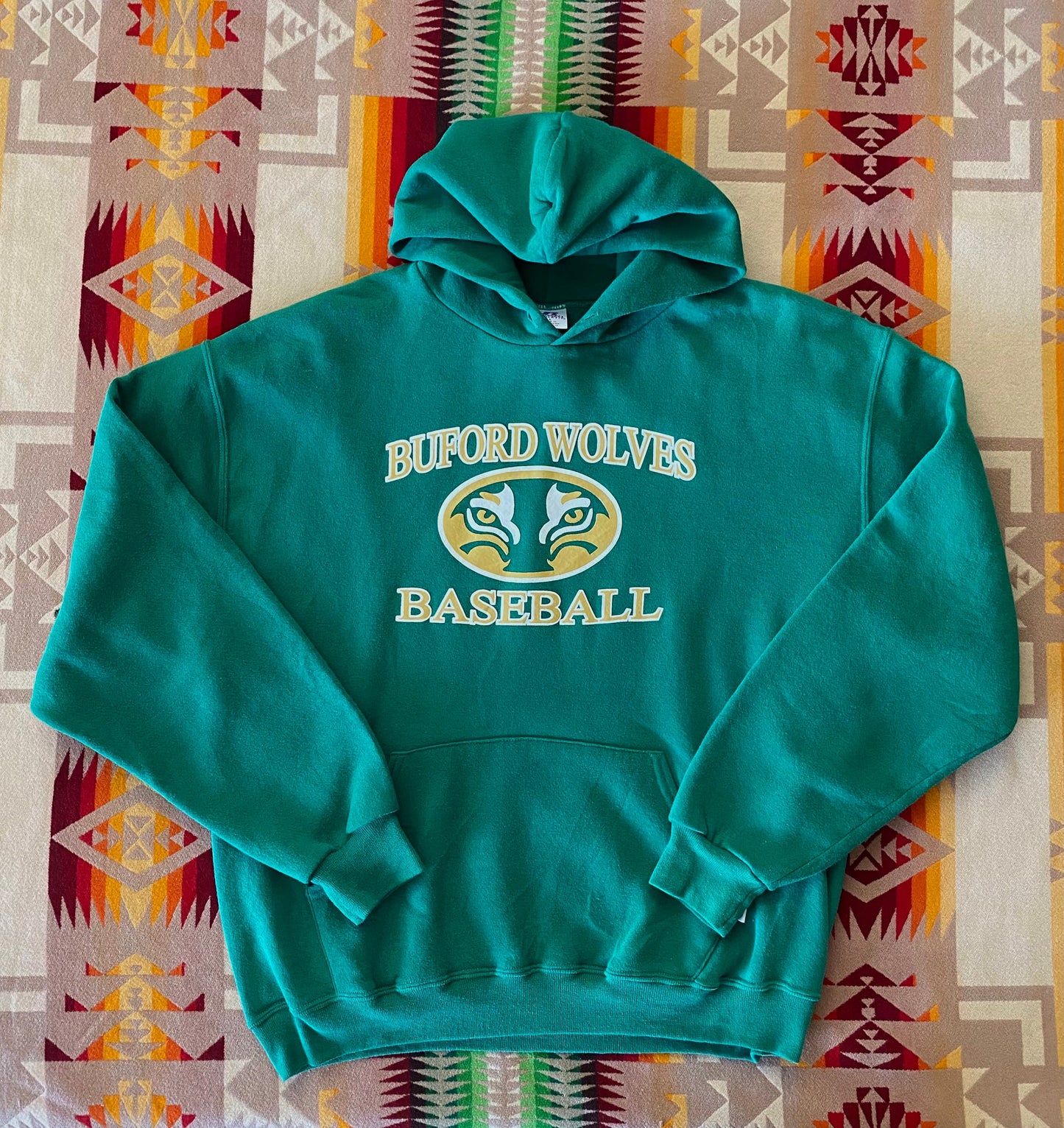 Size L. vintage 90s hooded sweatshirt made by Russell Athletic
