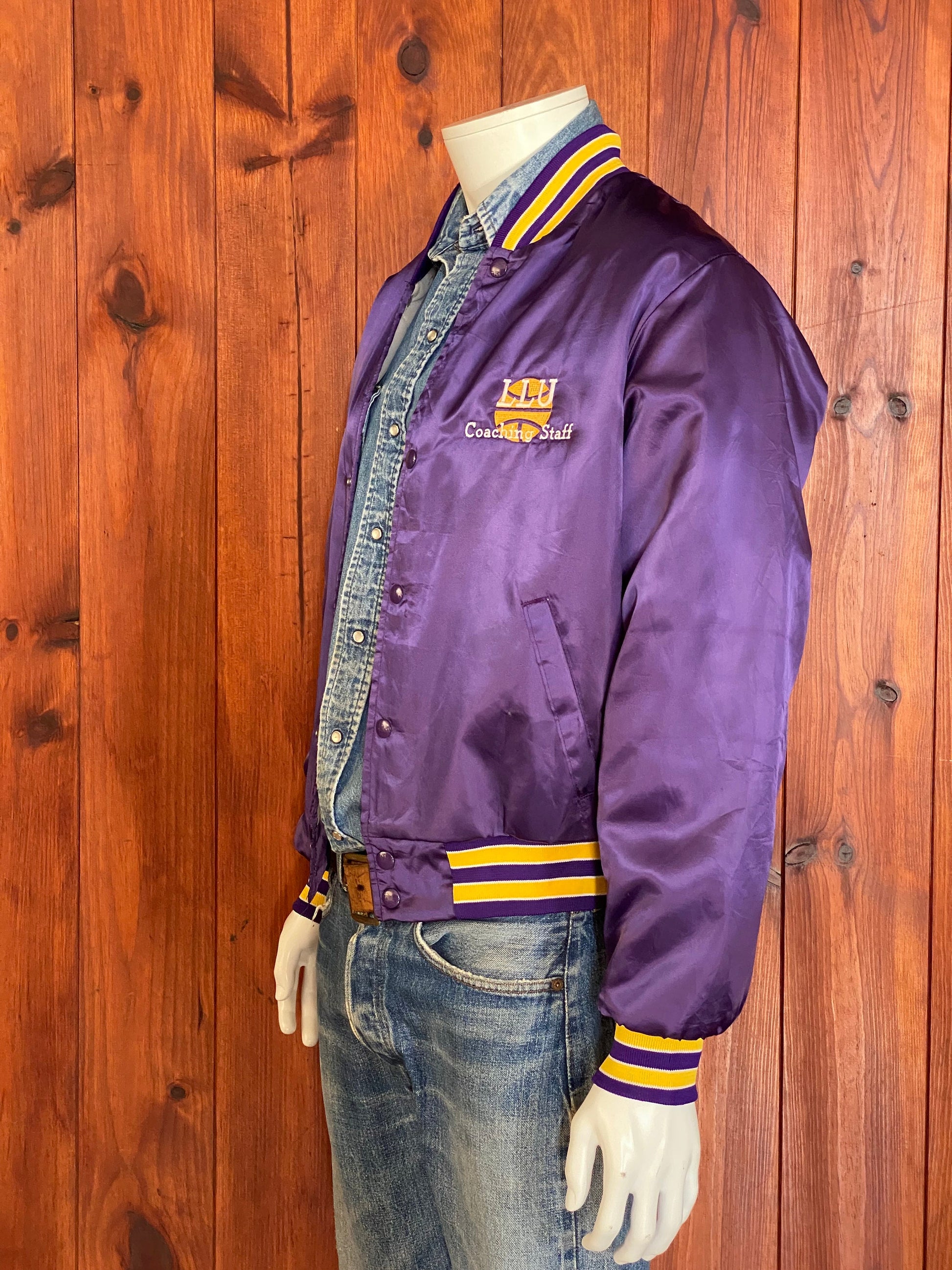 Vintage 80s LLU Basketball Coaching Satin Jacket - Size M | Made in USA | USA Vintage BCN