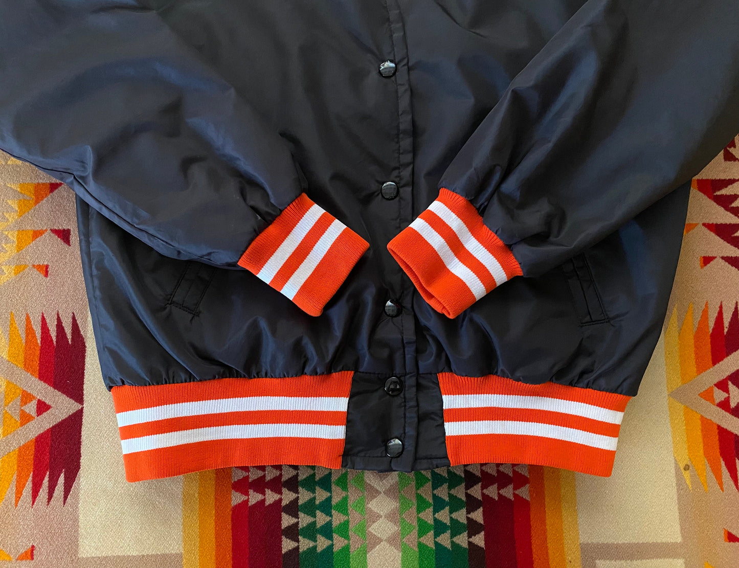 Size S. Made In USA Vintage Nylon Baseball jacket