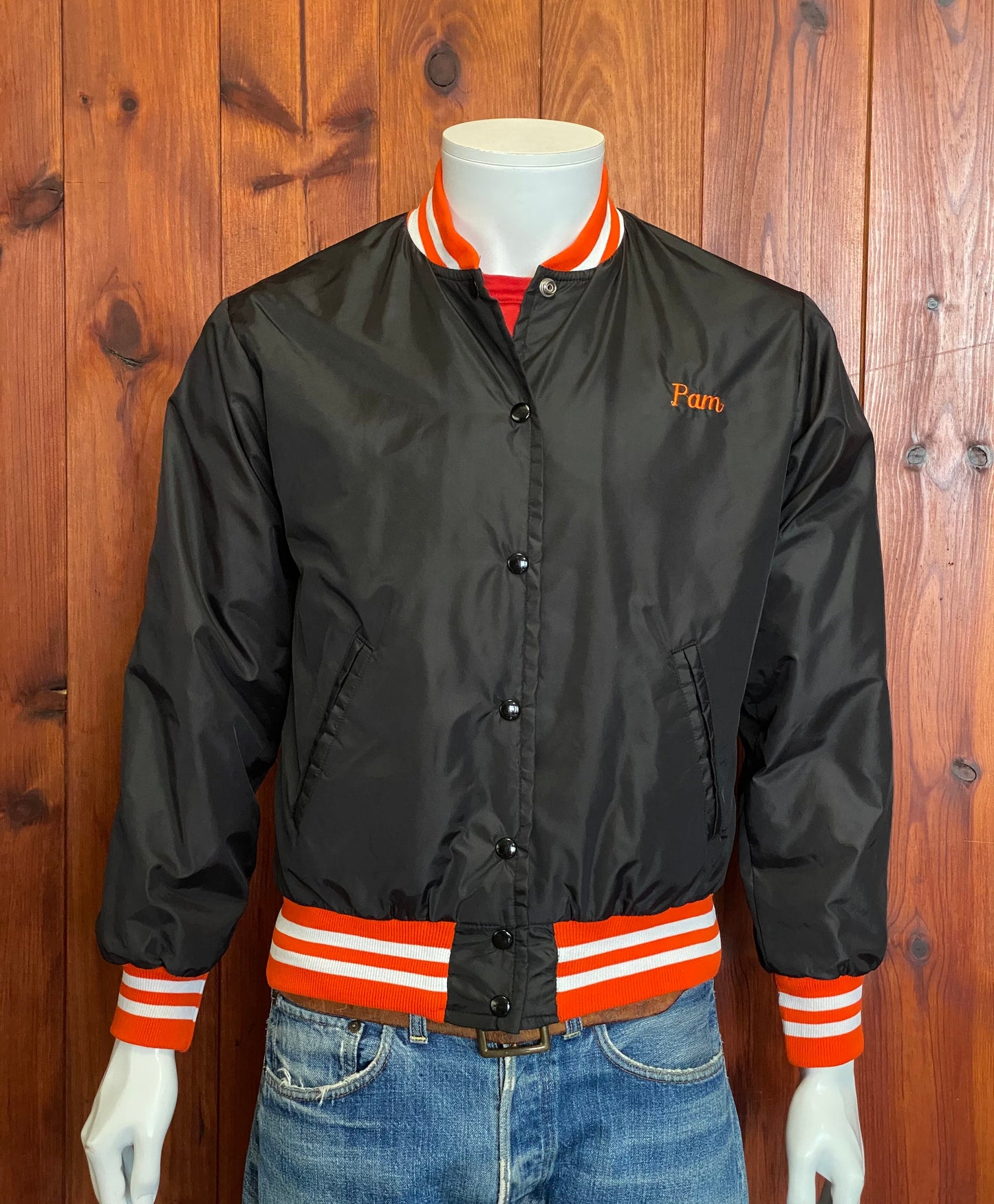 Size S. Made In USA Vintage Nylon Baseball jacket