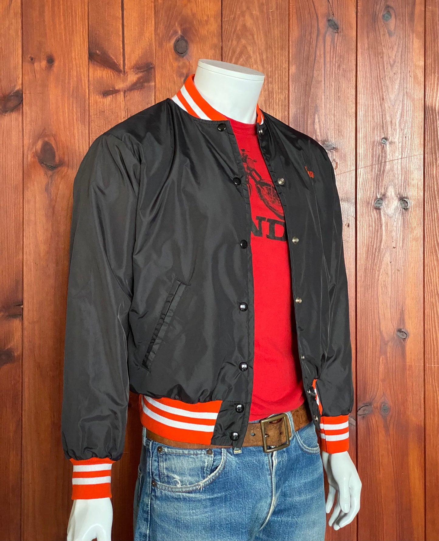 Size S. Made In USA Vintage Nylon Baseball jacket