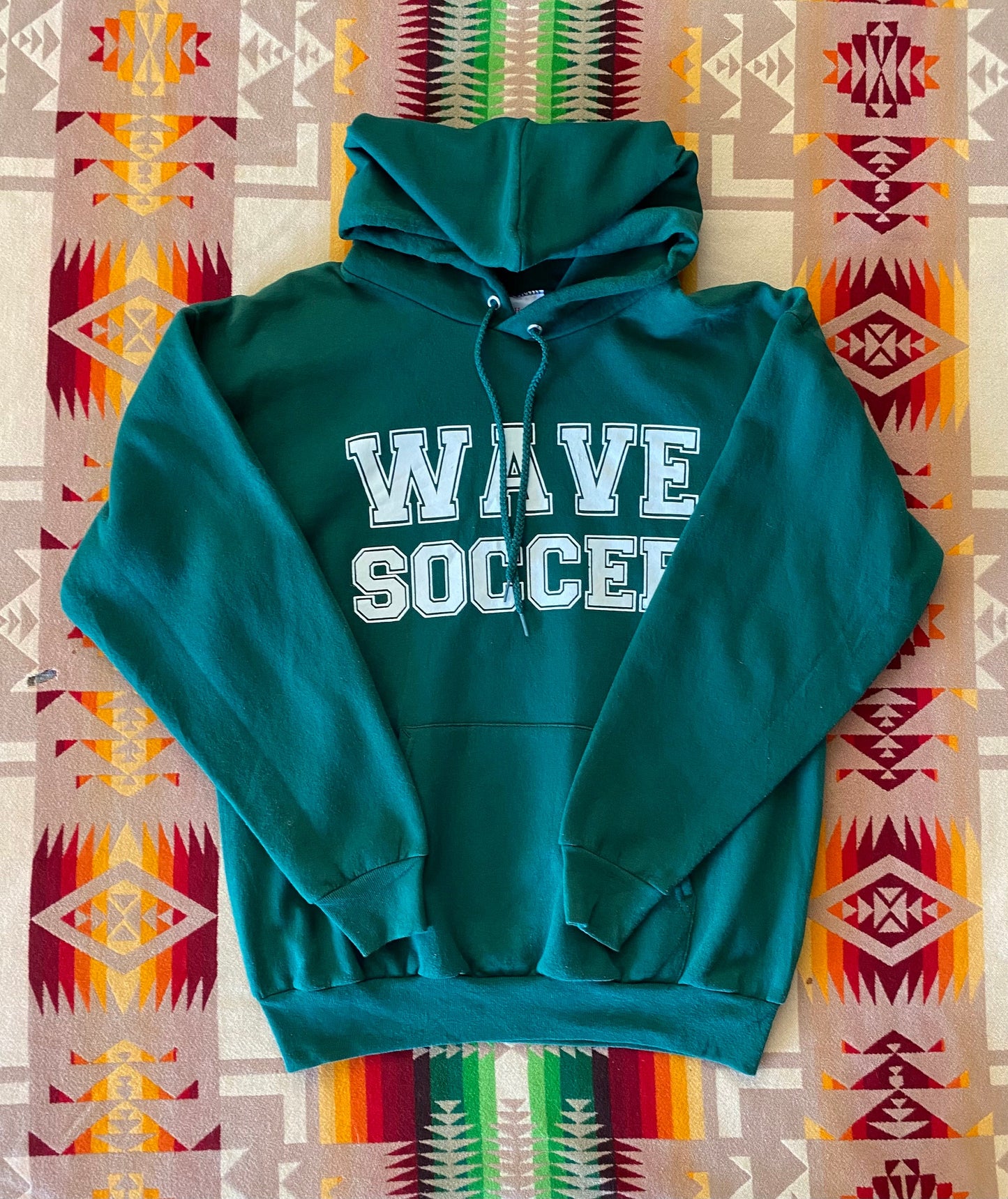 Wave soccer vintage 90s hooded sweatshirt made by Hanes size: M