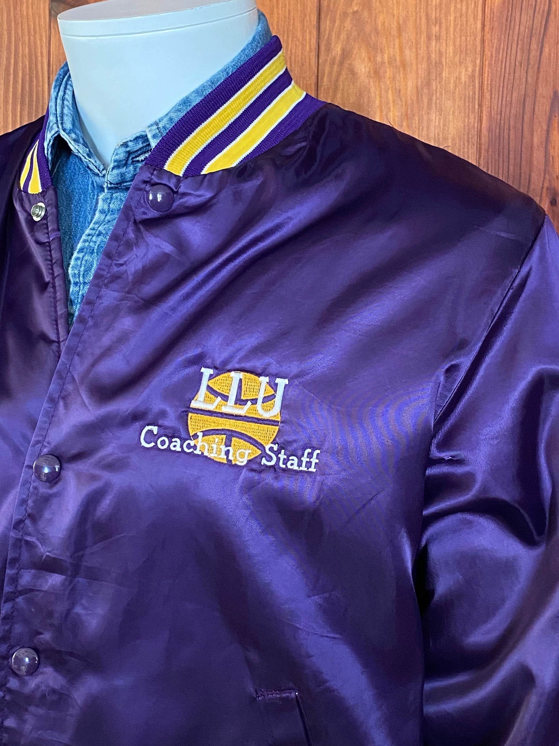 Vintage 80s LLU Basketball Coaching Satin Jacket - Size M | Made in USA | USA Vintage BCN