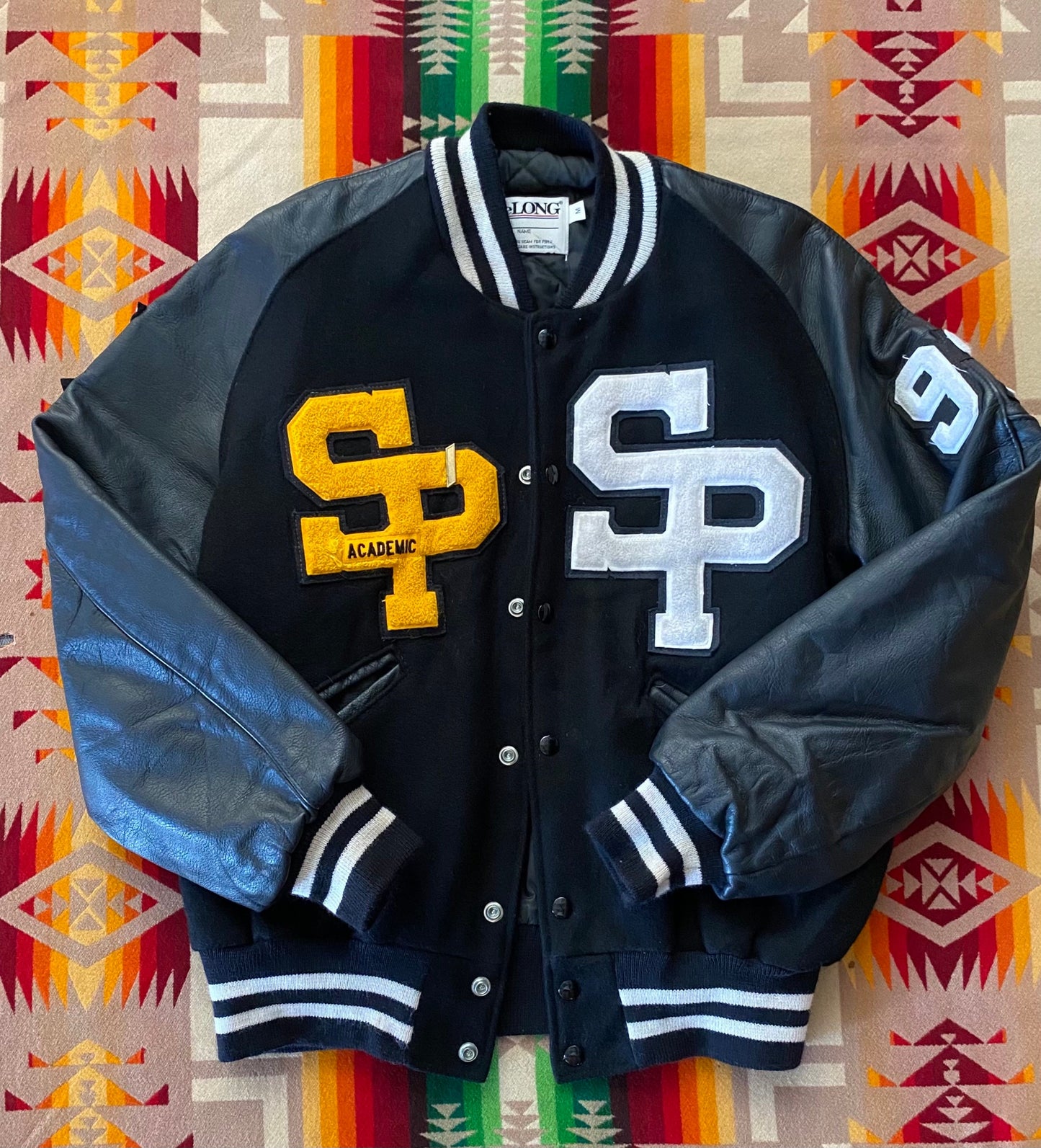 Size M. Made In USA  90s Original Vintage letterman varsity jacket made by Delong