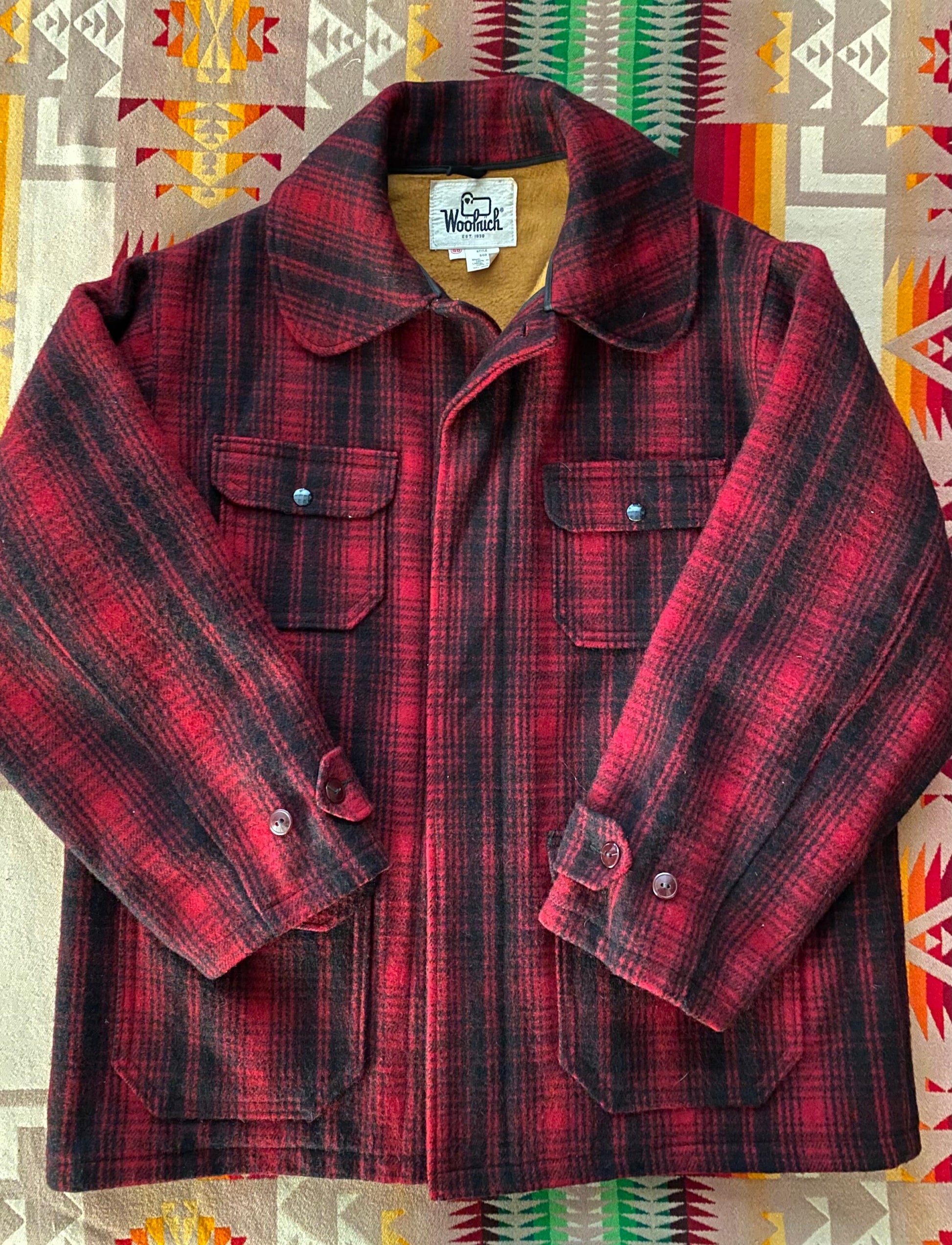 Vintage 60s Woolrich Plaid Wool Hunting Jacket - Size 46 (56 Euro) | Classic Style