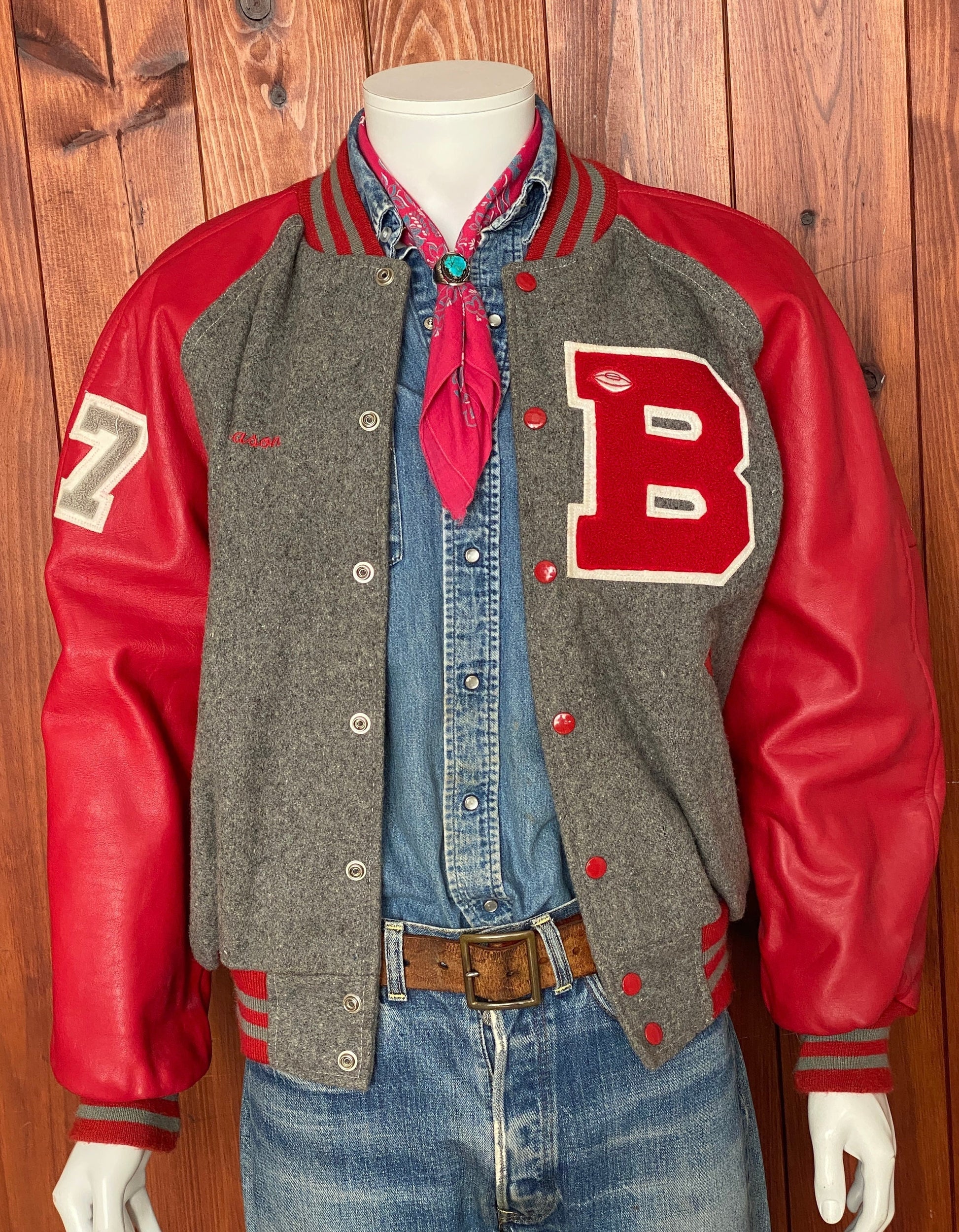 90s Vintage Varsity Jacket - Size 44US (Large), Authentic & Made in USA
