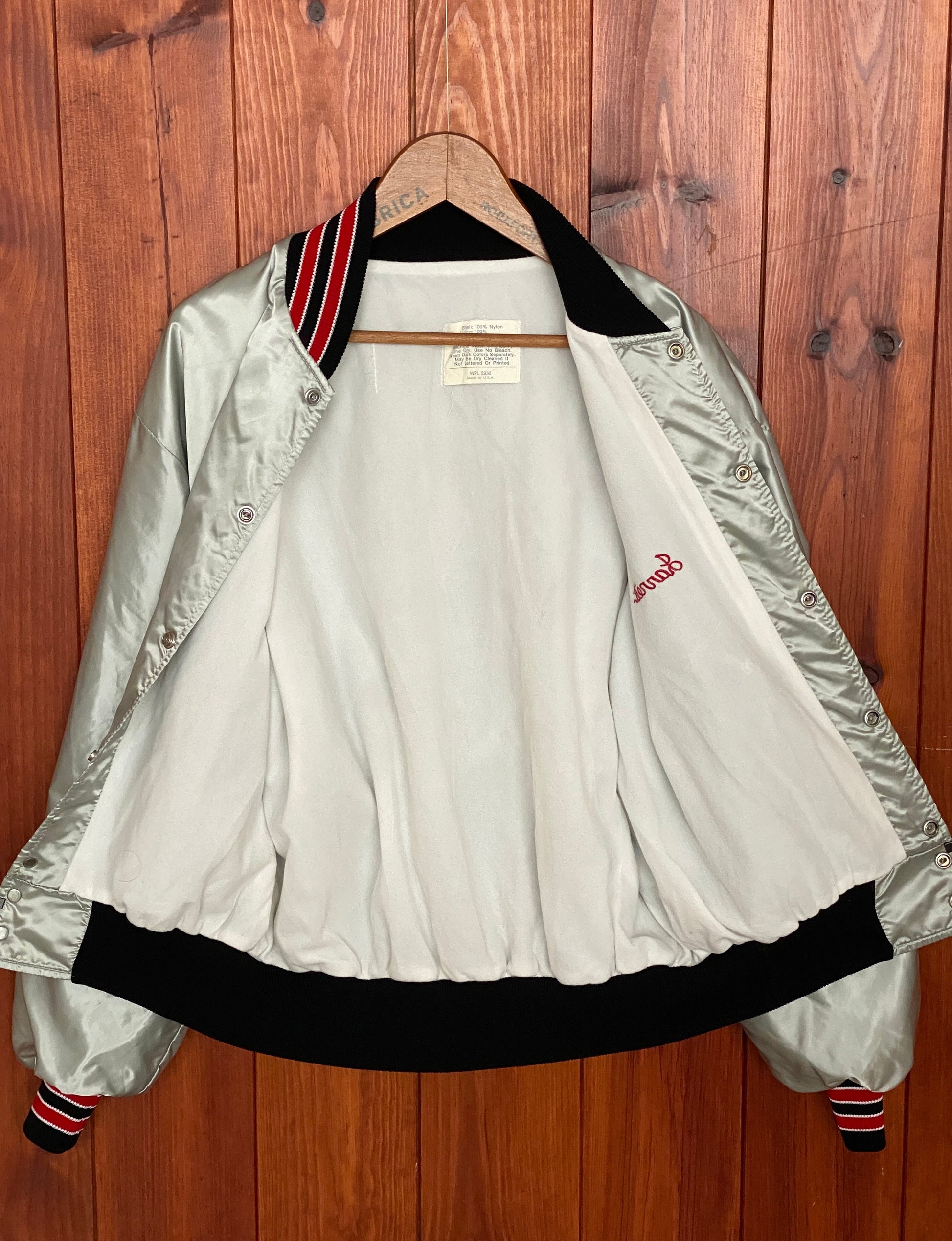 Vintage 80s Satin Bomber Jacket Size L Made In USA