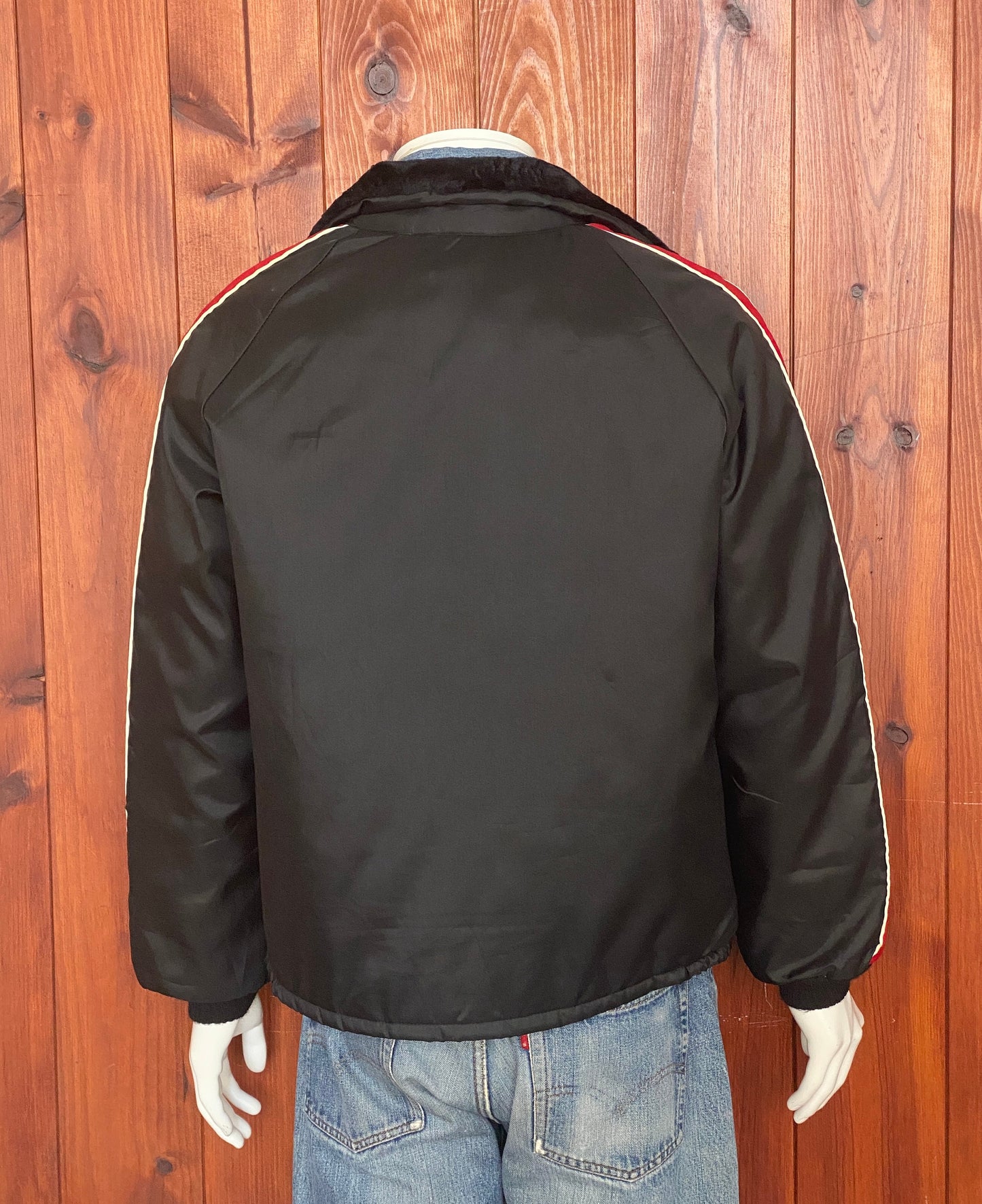 Size XL. Vintage satin GMC quilted racing jacket Made in USA by Horizon sportswear