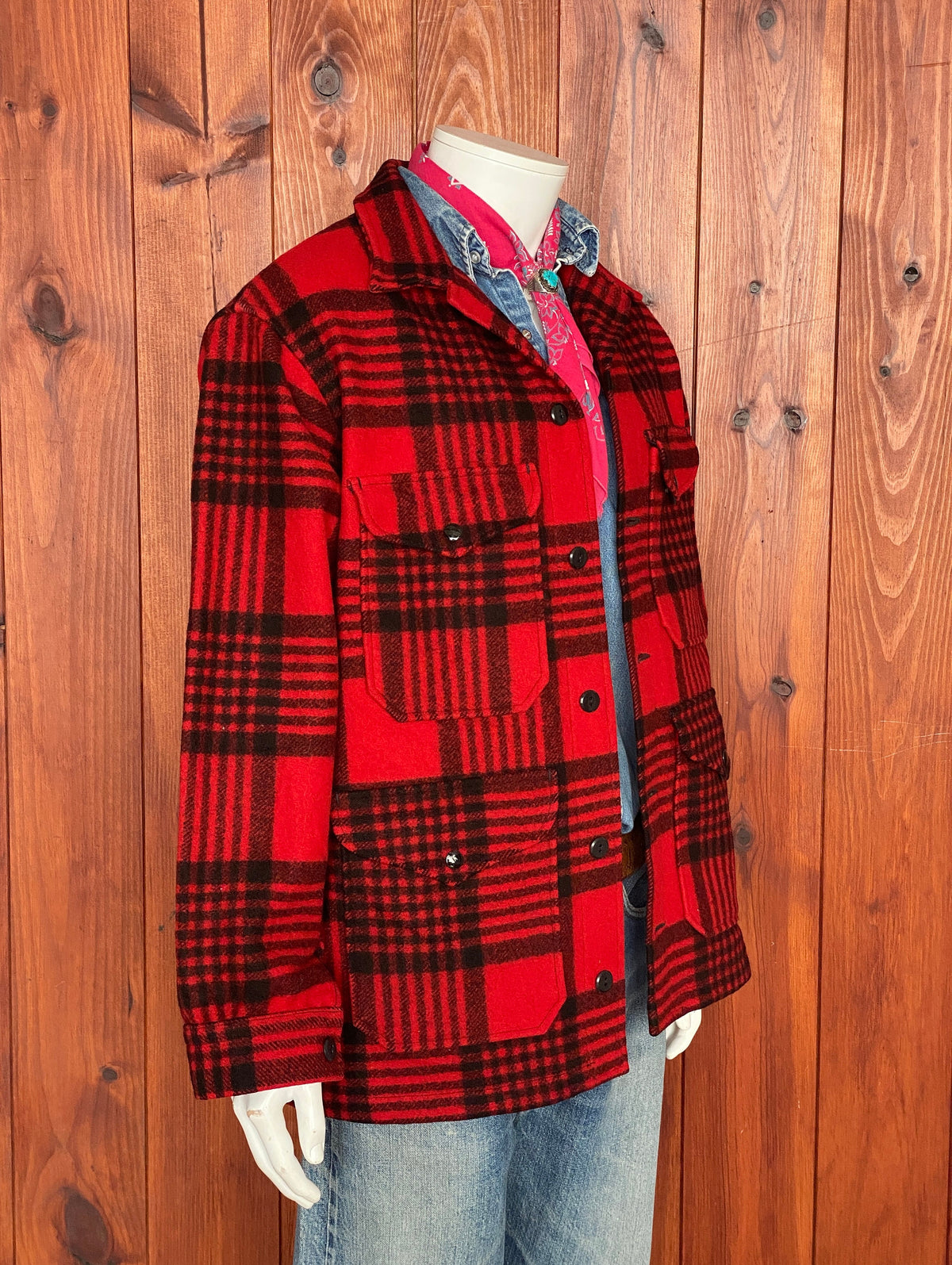 Vintage 60s Pendleton Buffalo Plaid Cruiser Jacket Coat Size L-AJ357 Studio