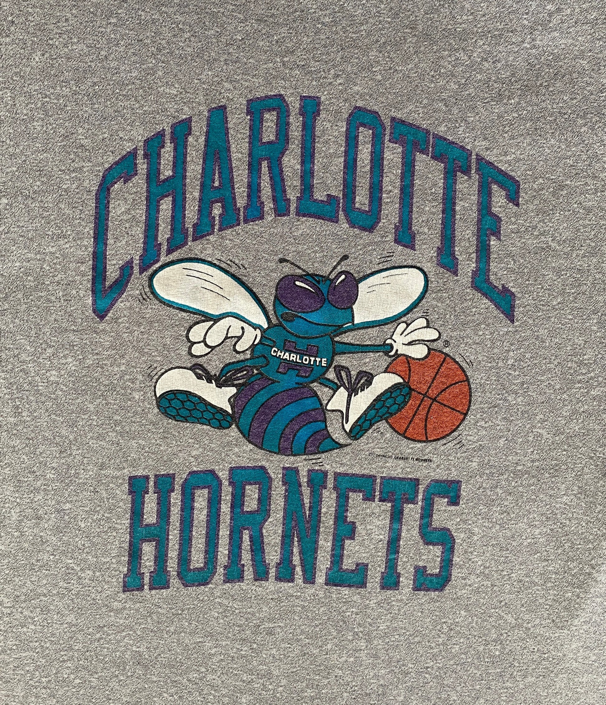 Size Large Vintage 80s Charlotte Hornets Basketball T-shirt | Made in USA 50/50 Blend
