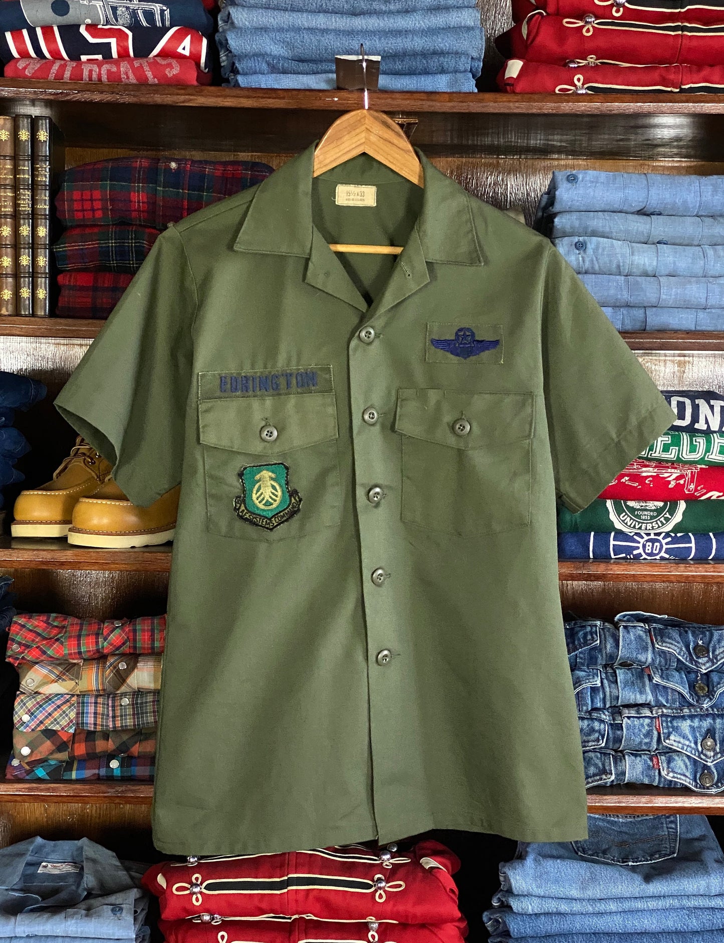 Size M. Original vintage military 80s utility shirt OG 507  Poly/cotton