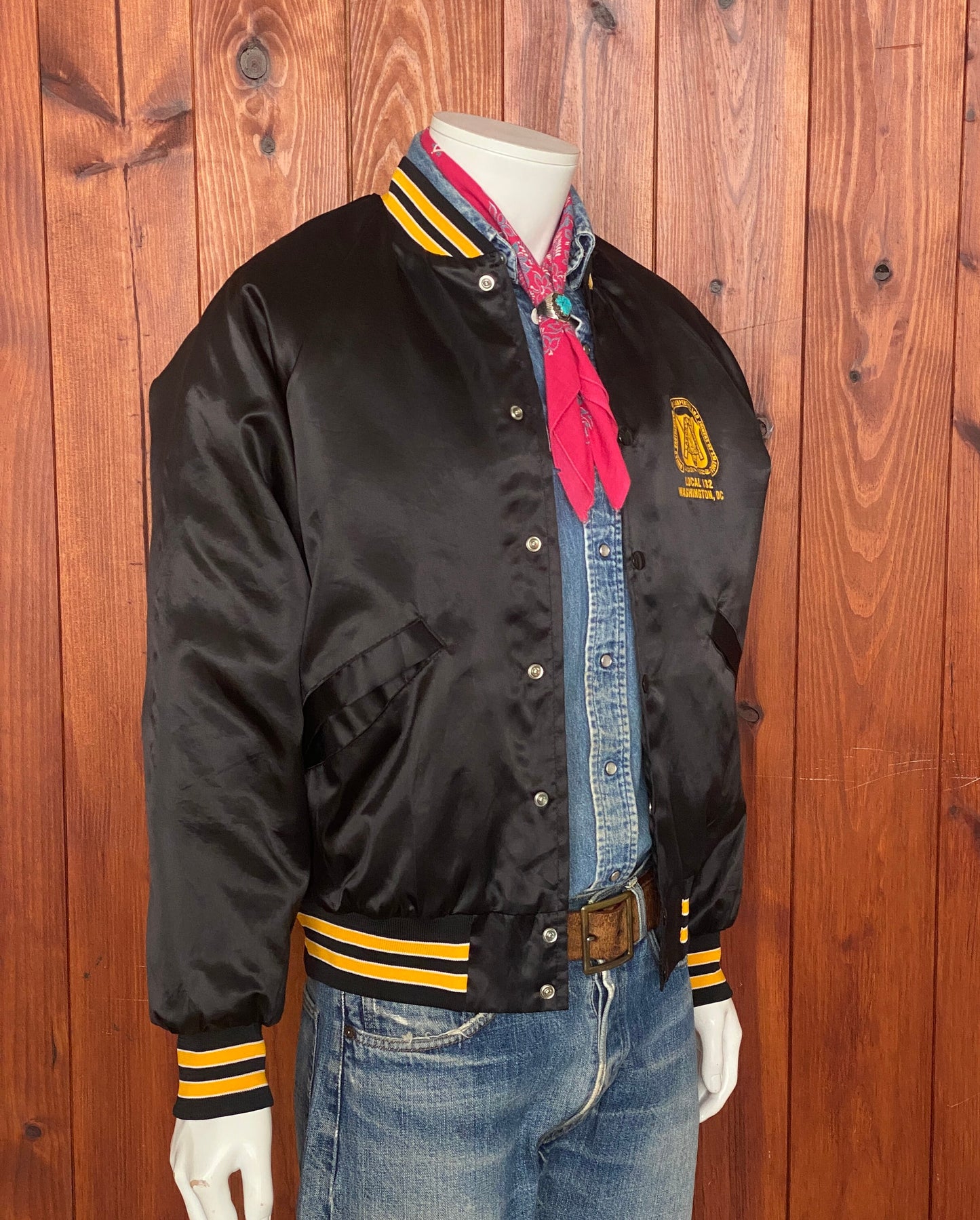 Size M. Vintage 80s Brotherhood  Satin jacket Made In USA