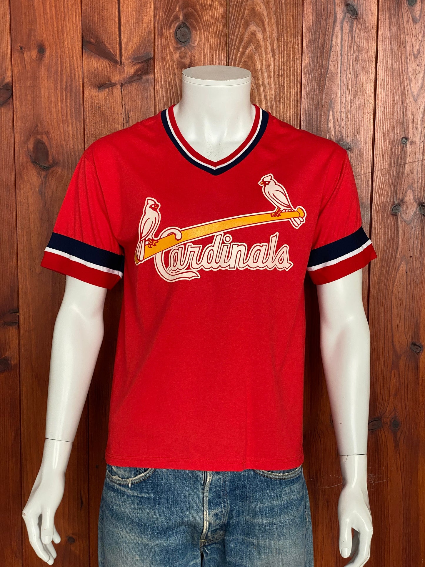 Cardinals Baseball 80s Vintage Poly-cotton T-shirt Size M Made in USA by Russell Athletic